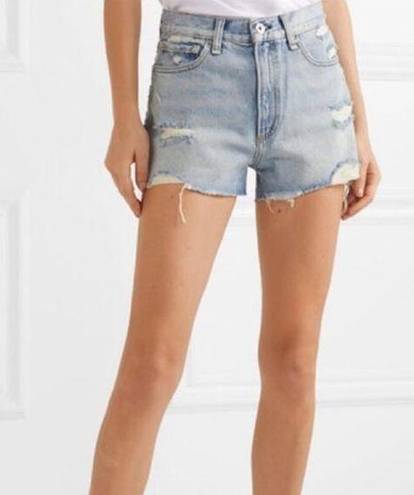 Rag and Bone  Maya High Rise Distressed Cutoff Jean Shorts Light Wash Blue 32 / 14