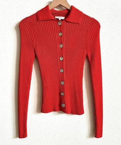 Vince  Orange Ribbed Collar Button Front Cardigan Sweater Women’s XXS NWT