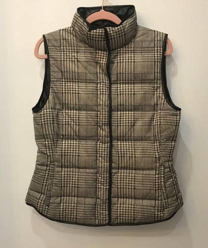 Banana Republic plaid brown black puffer vest size XS