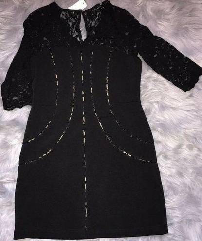 Dress Forum  Womens Dress Black Size Medium 3/4 Sleeve Lace Shift New