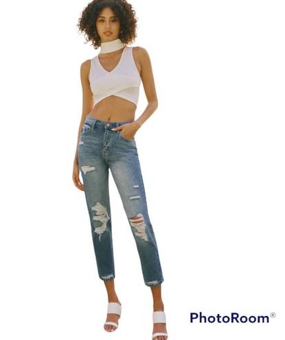 KanCan USA KanCan Kerrigan Busted Knee Distressed Mom Jeans