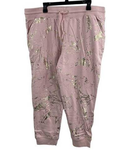 Skinny Girl  Jeans Brand Pink Sweat Pants Gold Metallic XL New