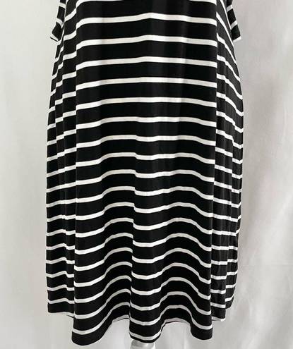 Market & Spruce New  Cut Out Back Striped T-Shirt Dress Black White Size Large