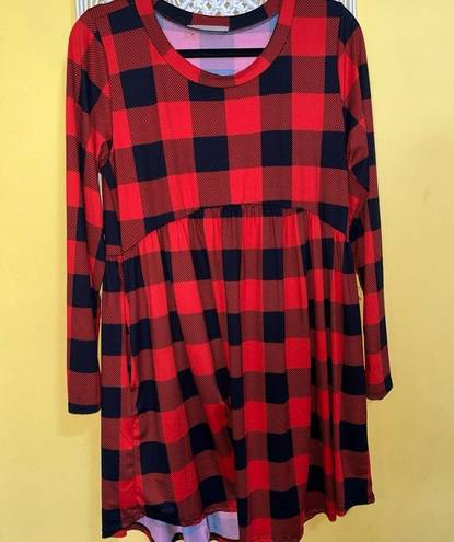 Harper Haptics By‎ Holly  Red Black Buffalo Plaid Babydoll Dress Women’s Size S