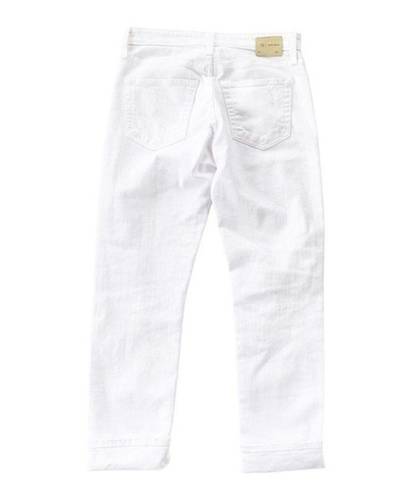 AG Adriano Goldschmied NEW AG ExBoyfriend Slouchy Slim High Rise Distressed White Denim Jeans Size 24