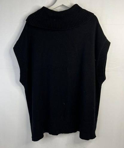 Chico's Chico’s Size 3 XL 16 Nina Cowl Neck Sweater Cotton Blend Black Sleeveless Poncho