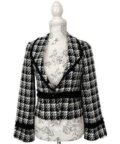 White House | Black Market   Size 0 Black Houndstooth Blazer NWT $148