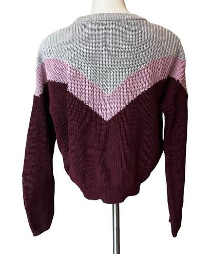 1. State  Chevron Colorblock Oversized Chunky Knit Sweater Sz S