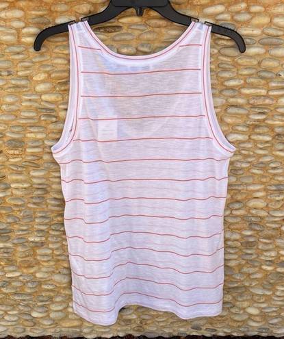 Vince  White Scoop Neck Tank Top w/Watermelon Stripes. Size Large. NWT