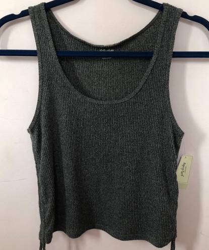 Gilly Hicks by Hollister Ruched Drawstring Gray Ribbed Cropped Tank