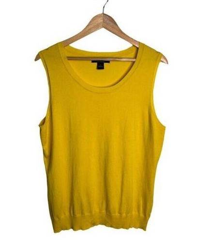 August Silk Top Knit Yellow Shell Viscose Silk Knit Sleeveless Size XL EUC