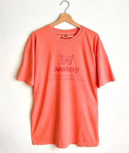 New Comfort Colors Short Sleeve Anxiety Graphic T-Shirt Salmon Color Size XL