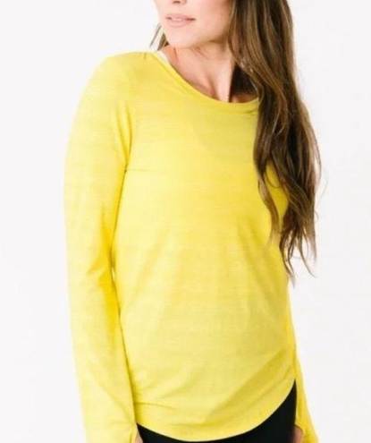 Zyia  Active Subtle Stripe Long Sleeve Tee Size Medium Neon Yellow