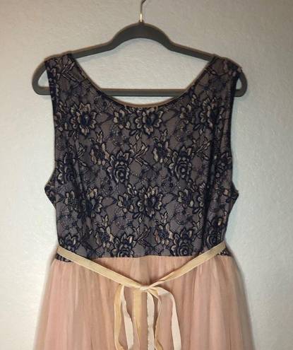 The Moon  Dress Lace & Tulle Blue & Pink Dress w/ Velvety Tie Belt Sz 3X EUC Ethreal