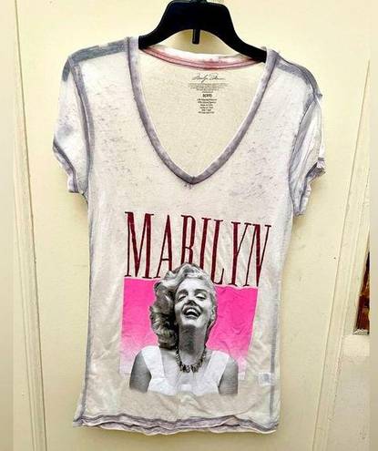 Marilyn Monroe  Sheer Tee Shirt V Neck Glitter Graphic