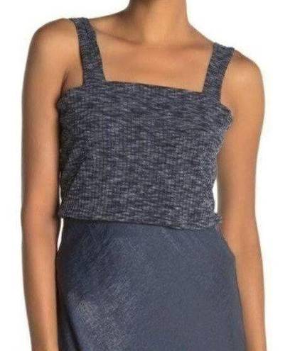 Bobeau NEW NWT  Ribbed Marl Tank Navy Blue White Sleeveless Square Neck Top Small