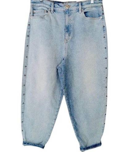 INC  Women Jeans Hi Rise Studded Cropped Mom Blue Jeans 10/30