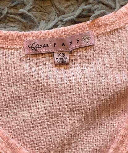 Crave fame Vintage Y2K  pink flutter sleeve ruffle hem button down blouse sz XS