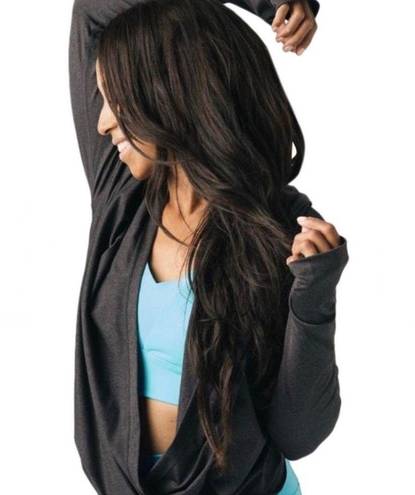 Zyia  Active Haze Yoga Shawl Wrap Pullover Dark Gray Medium