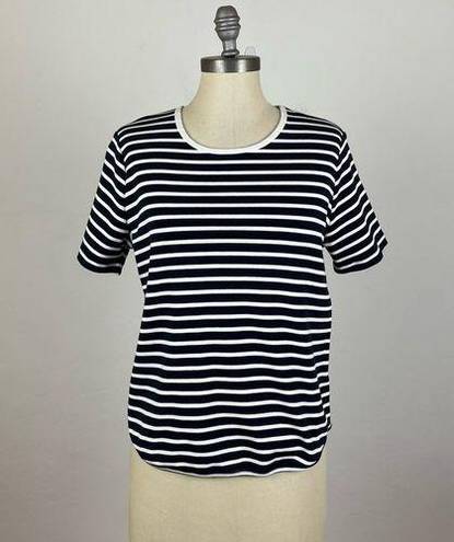 Oak + Fort  Blue Stripe Short Sleeve Top Small