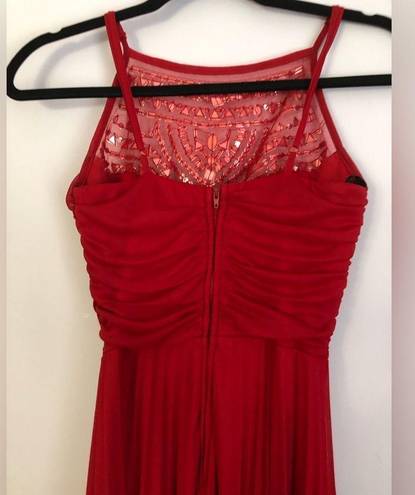 B Darlin  Red Chiffon Prom Formal Dress Floor Length Size 1/2