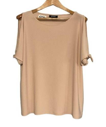 DKNY  TAN Cold shoulder blouse size XL‎