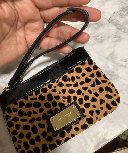 Nine West Used condition Nine‎ West Zip Pouch Cheetah Black Leather Coin Purse