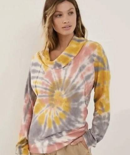 Pilcro  Anthropologie Angie Thermal Cowl Neck Pullover Tie Dye Size Medium