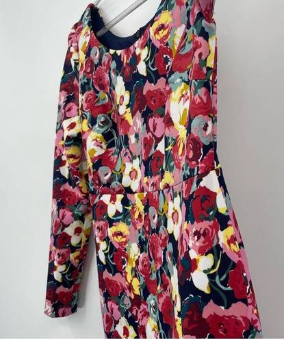 Betsey Johnson Betsy Johnson Floral Printed Scuba Dress Size 2 Long Sleeve Scoop Neck