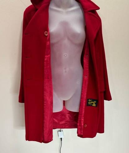 Hilary Radley Vintage Wool Cashmere Made in Italy Blend Red PeaCoat Coat size 2 Petite HEMMED