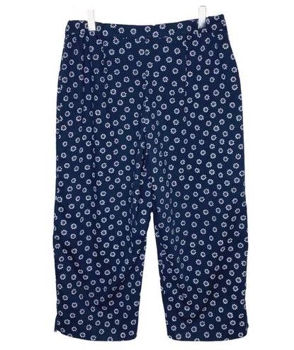 Alfred Dunner Petite  Navy Blue Floral Cropped Pants