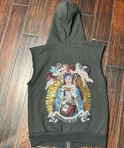 Los Angeles Apparel Best zip up hoodie cotton one of a kind reworked custom made embroidery sequin