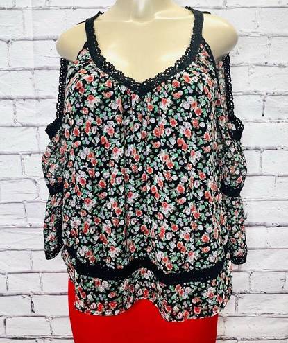 Rebecca Minkoff  Womens Multicolor Floral V-Neck Cold-Shoulder Top Size XS