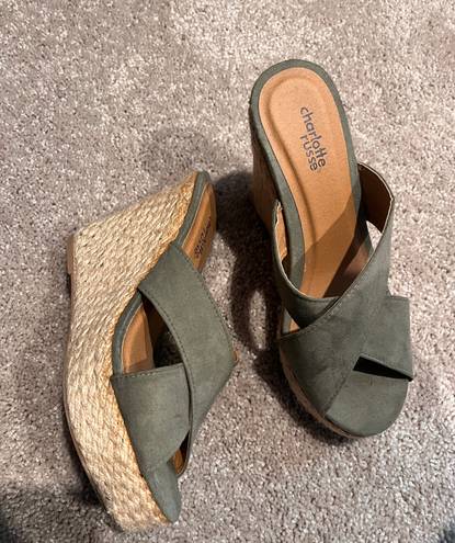 Charlotte Russe Olive Green Wedge Sandals 