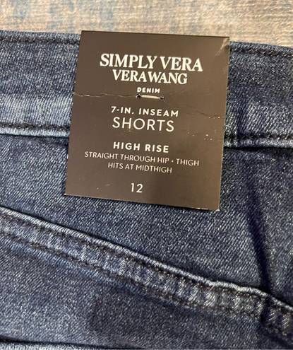 Simply Vera, Vera Wang NWT! Simply Vera Wang High Waisted Roll Cuff Bermuda Denim Shorts Size 12