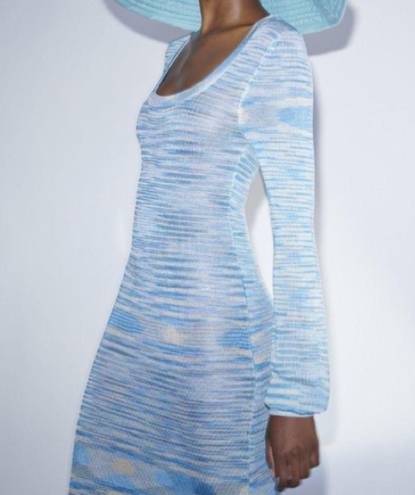 Alexis Katica Dress Soft Blue Space Dyed Knit MIDI Dress w Slip NWT