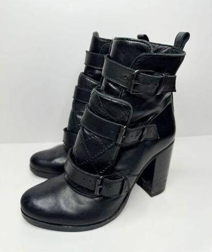 ALLSAINTS  Boots Womens Size 6US 37EUR Leather Quilted Black Heeled Booties