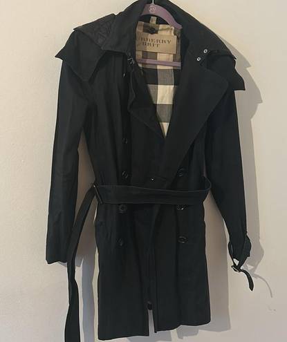 Burberry  Brit Women's Black Britton Quilted Lining Trench Coat Size 8