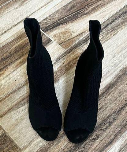 Nicole Miller  black open toed knit booties