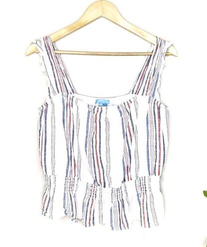 Draper James sleeveless smocked peplum waist striped cotton top size large