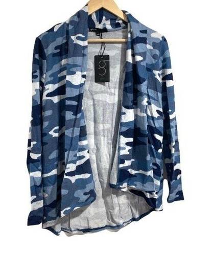 Gibson ‎ camouflage cardigan jacket lightweight knit blue hoes petite xxs