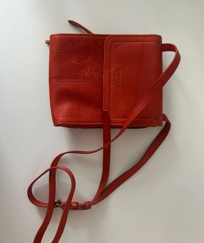 Krass&co American Leather . Kansas Crossbody ,Brandy