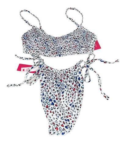 Xhilaration  red white blue side tie high leg scoop waist bikini swimsuit set