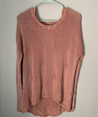 Vintage Havana  Pink Knit Oversized Star Sweater Size Small