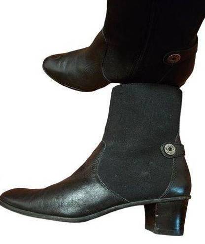 Champion CIRCA CJ  Black Leather Side Zip Heeled Ankle Boots Size 7 M