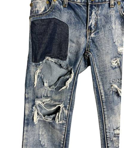 One Teaspoon  Trashed Free Birds Jeans Blue Acid Wash Highly Destroyed SAMPLE