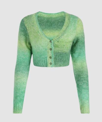 Cider Gradient Green Button Up Knitted Cardigan