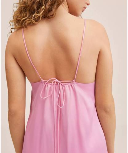 Mango Back Detail Pink Satin Dress