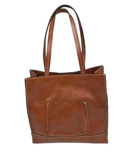 Patricia Nash  Toscano Florence Wax Tooled Tote Bag Embossed Italian Leather Tan