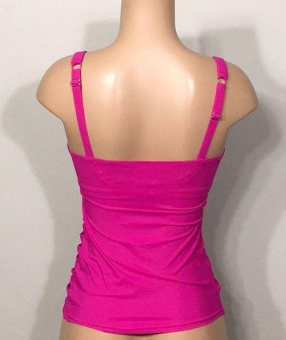 Gottex New. Pink  ruched tankini top. 32D. New